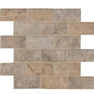 Picture of MSI - Travertine Mosaic 2 X 4 Brick Honed Beveled Silver Travertine Honed