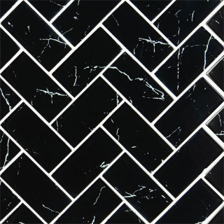 Picture of MSI - Glass Mosaic Herringbone Nero Marquina