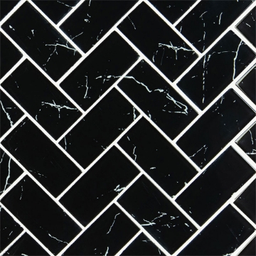 Picture of MSI - Glass Mosaic Herringbone Nero Marquina