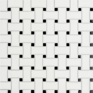 Picture of Bedrosians - Le Cafe Mosaic Basketweave White Matte Black Glossy Dot