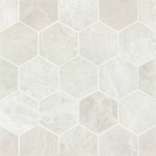 Picture of Bedrosians - Marble Stone Hexagon Mosaic Iceberg White Brushed